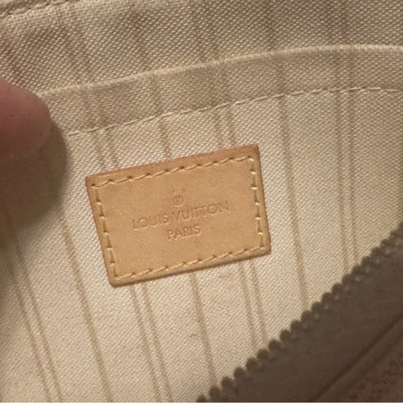 Authentic LOUIS VUITTON LV Damier Azur Canvas Neverfull Pochette Zippered Clutch - Picture 6 of 10